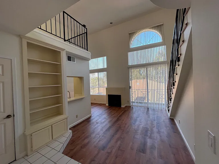Living, bar, dining, fireplace