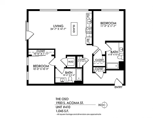 Floor plan 2 Bedroom, 2 Bath