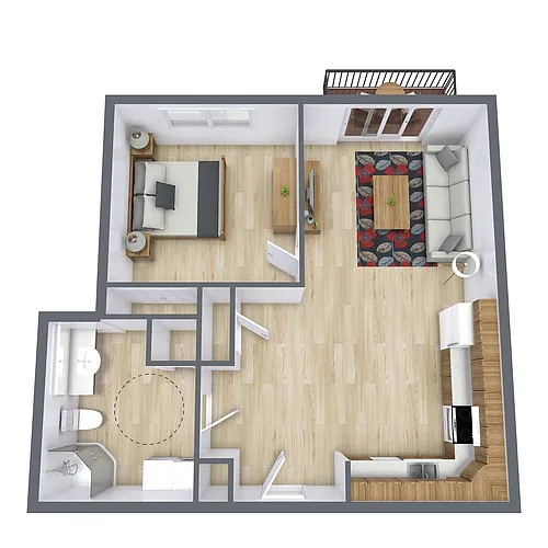Floor plan One Bedroom 11C