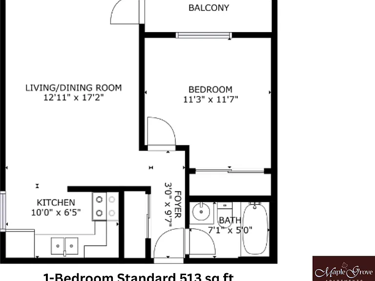 1x1 Standard l 513 sq ft l Maple Grove 1x1 Standard l 513 sq ft l Maple Grove
