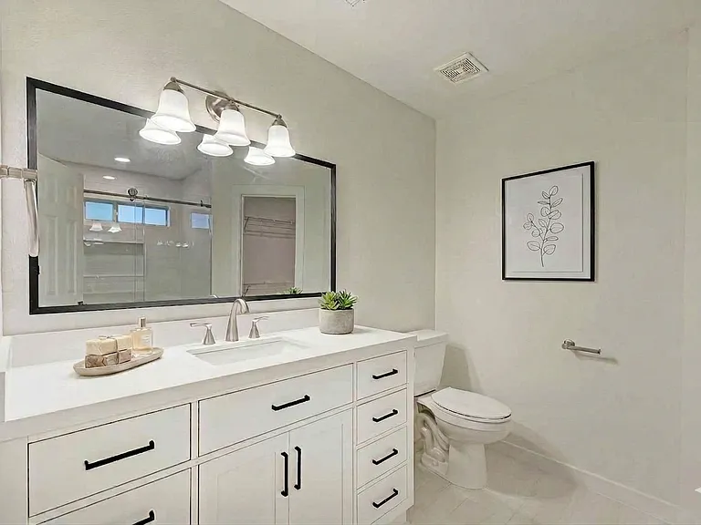 Virtually staged primary bathroom