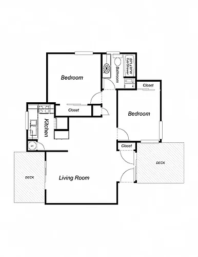Floor plan 2-Bedroom 1-Bathroom