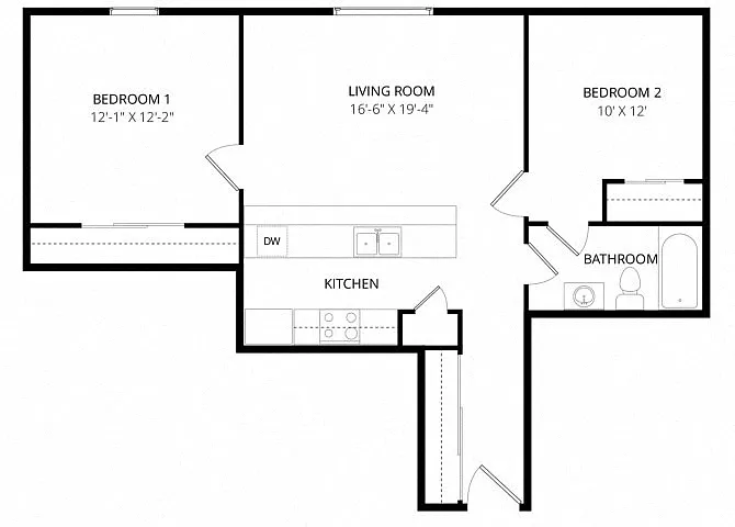 Floor plan Cottle Loop 2x1