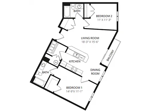 Floor plan 2X2B