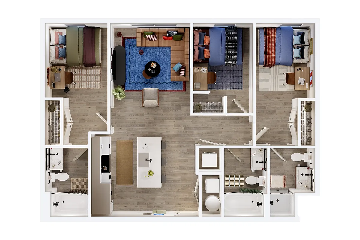 Floor plan 3BR/3BA - D2