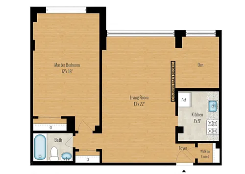 Floor plan 1 Bedroom + Den