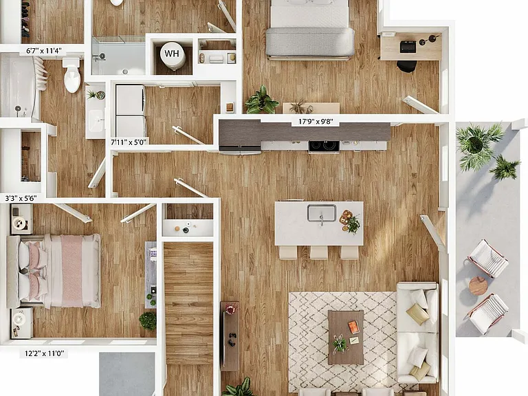 Experience modern living with this elegantly designed apartment floor plan. Experience modern living with this elegantly designed apartment floor plan.