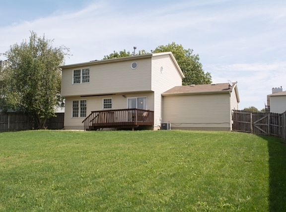 Concrete patio and wood deck