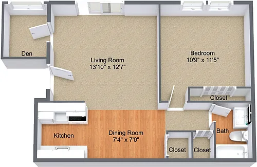 Floor plan One Bedroom Upper Reno
