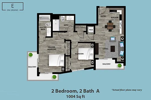 Floor plan 2 Bedroom, 2 Bath A