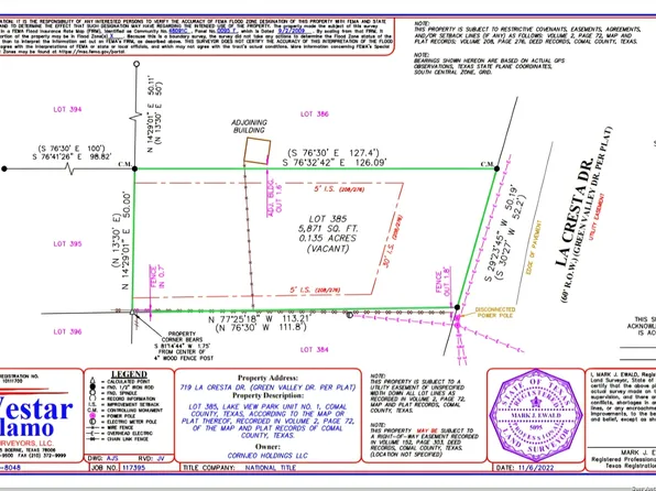 719 La Cresta LOT 385, Canyon Lake, TX 78133