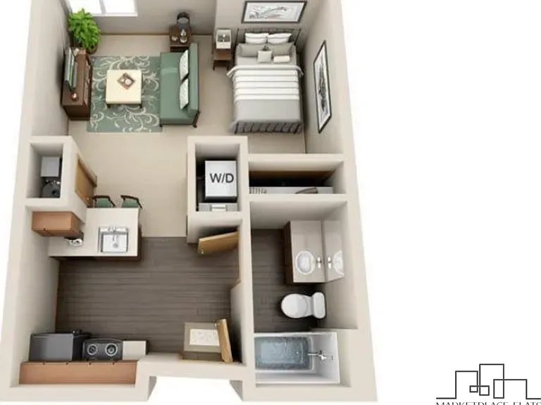 Studio Standard l 462 sq ft l Marketplace Flats Studio Standard l 462 sq ft l Marketplace Flats