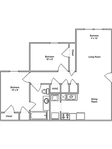 Floor plan 2 Bedroom Market