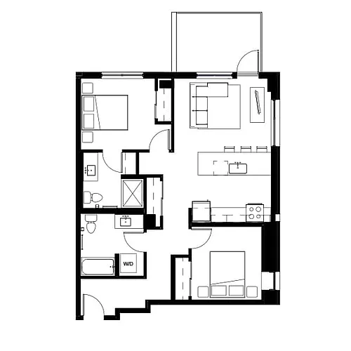 Floor plan Two Bed Two Bath 3
