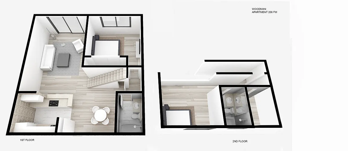 Floor plan Two Bed ~ Two Bath Townhouse