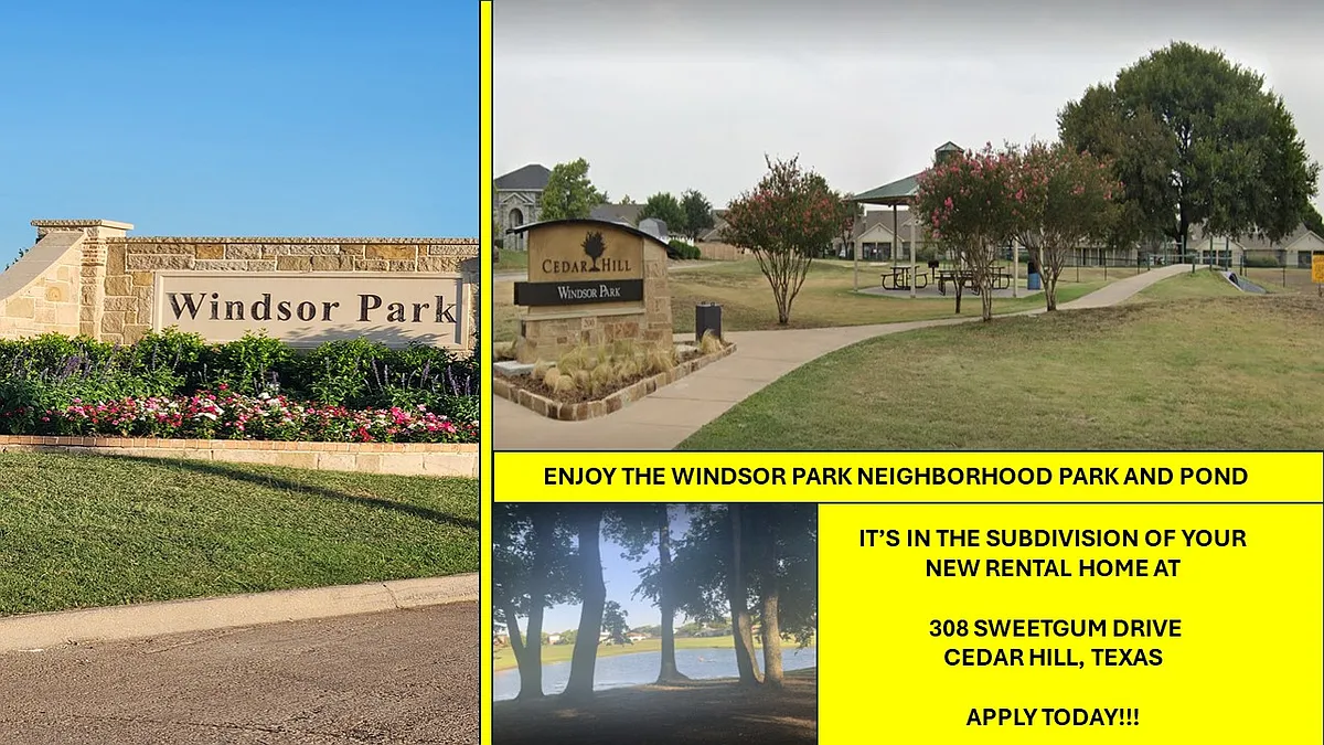 1 of 2 of the beautiful entryways into the Windsor Park Subdivision, and the park and pond in the subdivision. The park is within walking distance, or park and drive! - 308 Sweetgum Dr