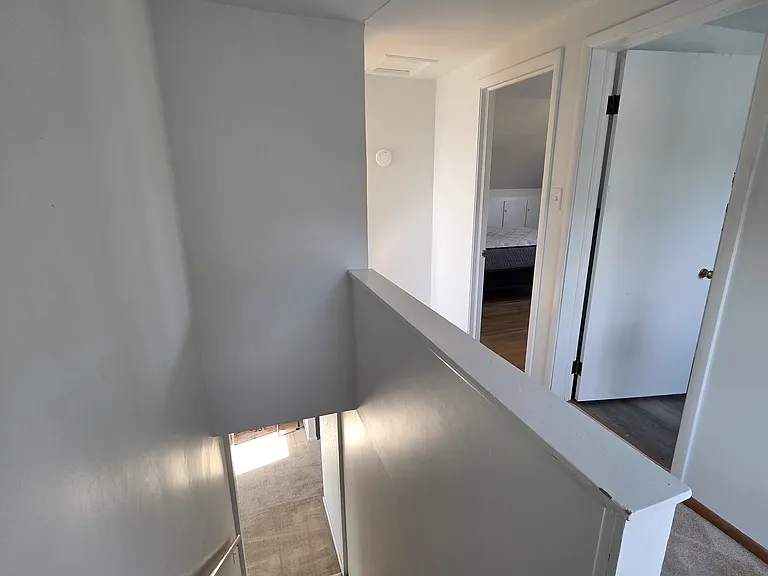 Stair landing looking down to main level