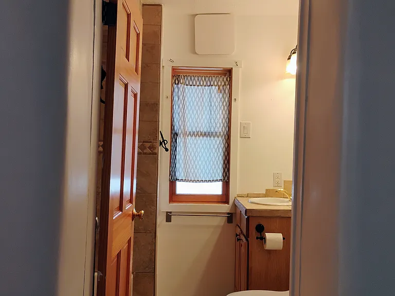Looking into the restroom from bedroom.