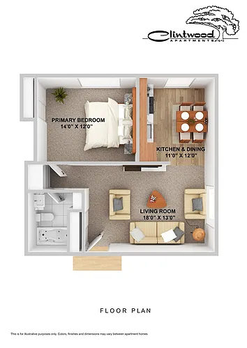 Floor plan 1 Bedroom Drive