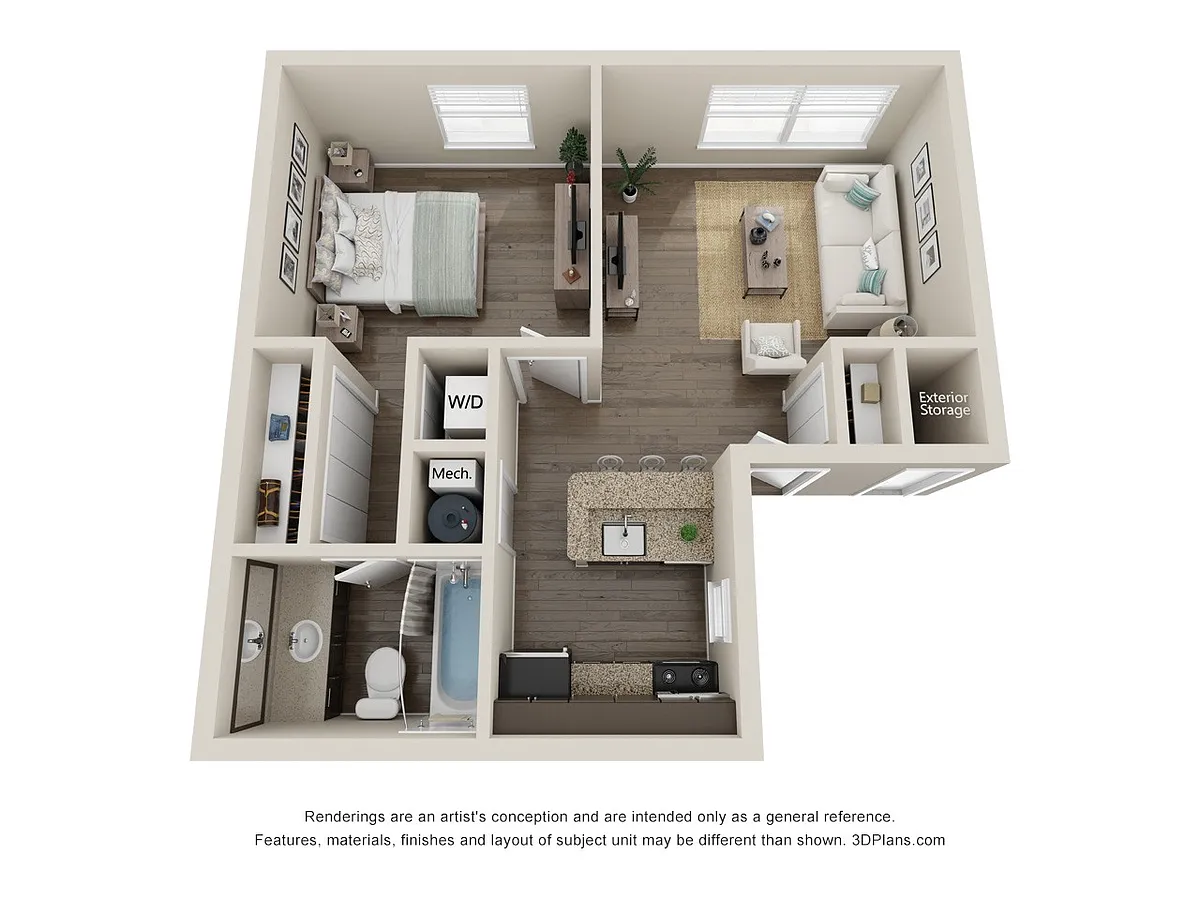 Floor plan One Bed One Bath 521sqft