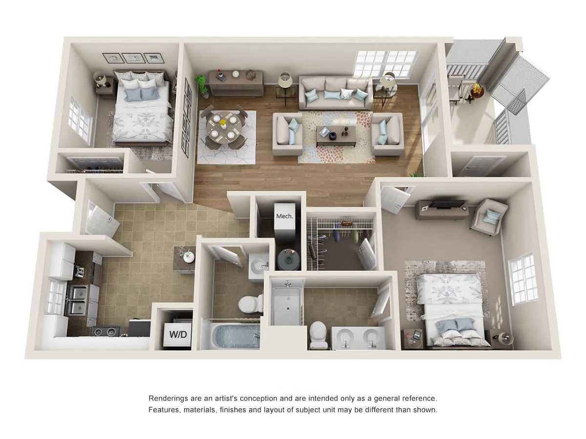 Floor plan B3_Marathon - Two Bedroom, Two Bathroom
