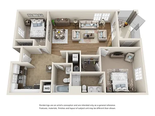 Floor plan B3_Marathon - Two Bedroom, Two Bathroom