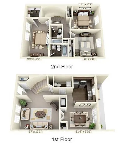 Floor plan Three Bedroom Townhouse