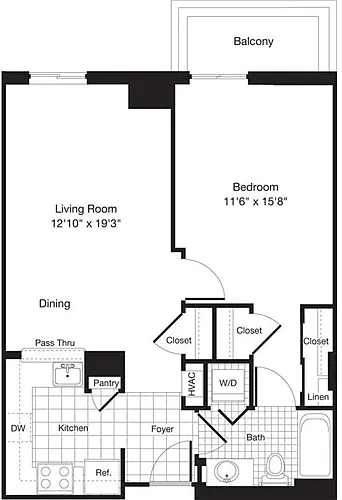 Floor plan 1 Bedroom N