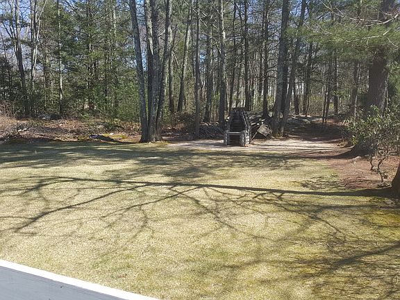Back yard and fireplace 
