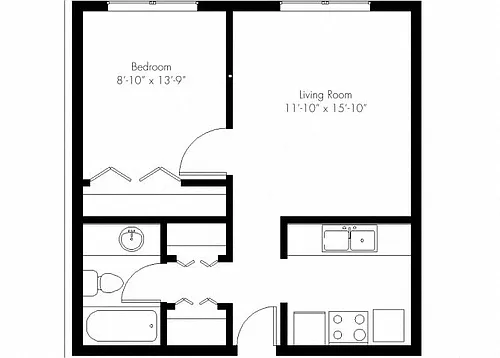 Floor plan 1x1 small