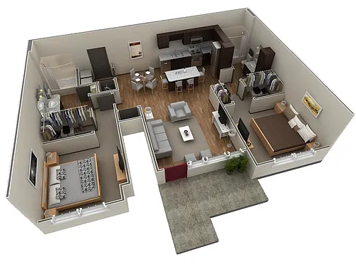Floor plan 2 BR Grand Courtyard