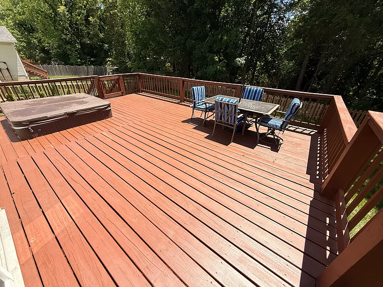 Newly finished deck with hot tub