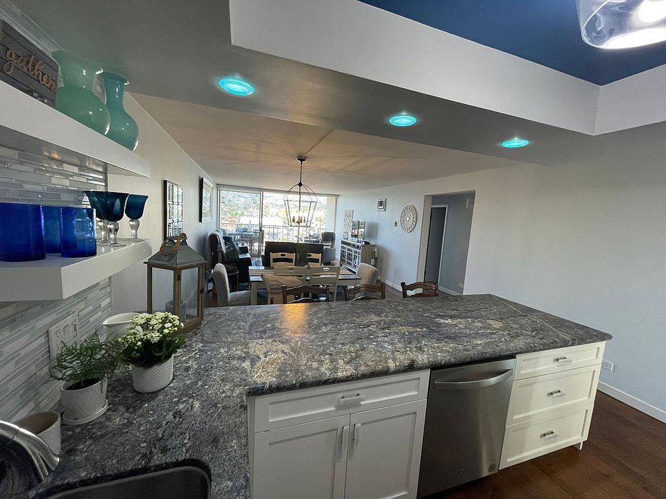 Open concept with bright coastal decor