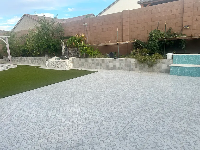 Backyard - Tiles (Concrete Cement Underneath) and Turf