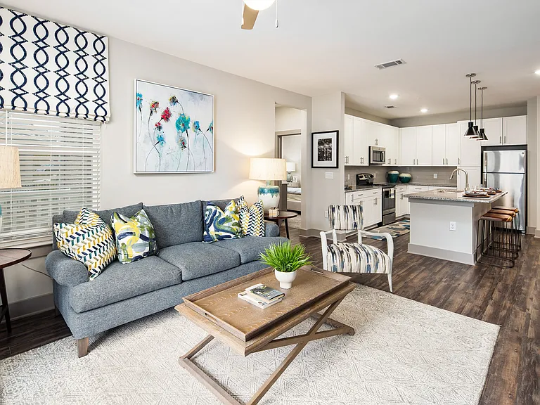 Living room with wood-designed flooring