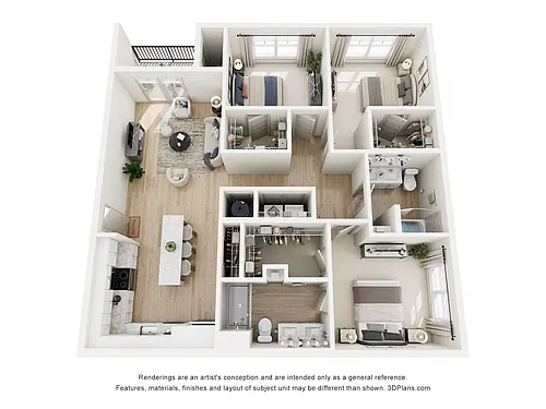 Floor plan 3 Bed, 2 Bath