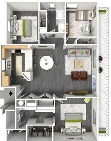 Floor plan Luxury 3 Bedrooms 2 Bathrooms