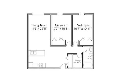 Floor plan 2 Bedroom A
