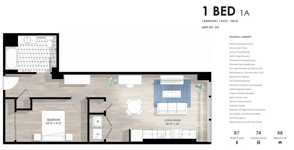 Floor plan 1 Bed 1A