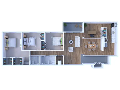 Floor plan 3 BR - 2 BTH DLX