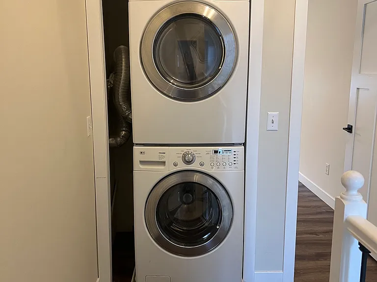 LG washer and dryer conveniently located upstairs