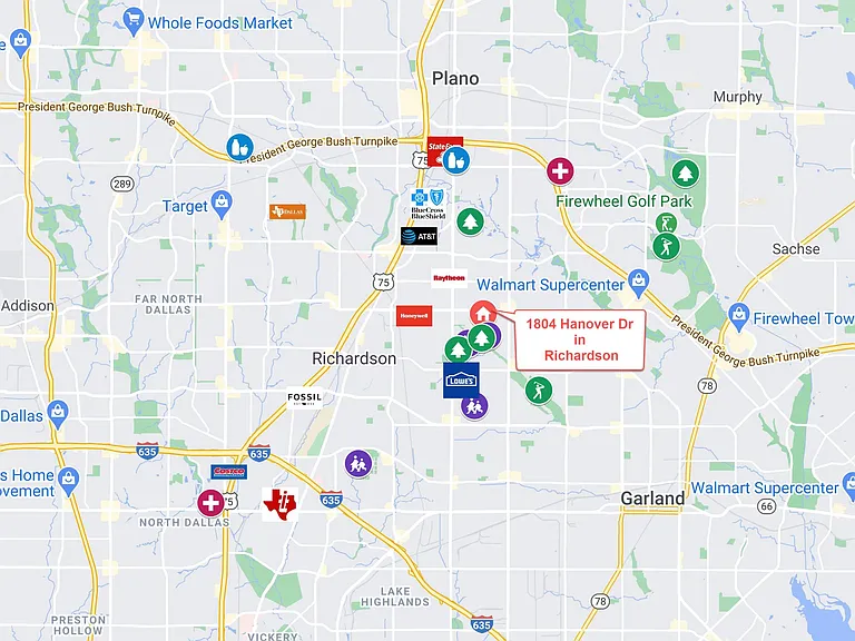 Close to Highways 75, 635, George Bush Turnpike, State Farm, Raytheon, Texas Instruments, Fossil, Blue Cross, AT&T, UTD, Richland College, and more!