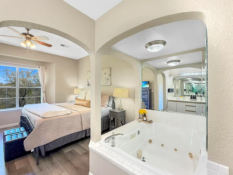 Master bedroom with hot tub