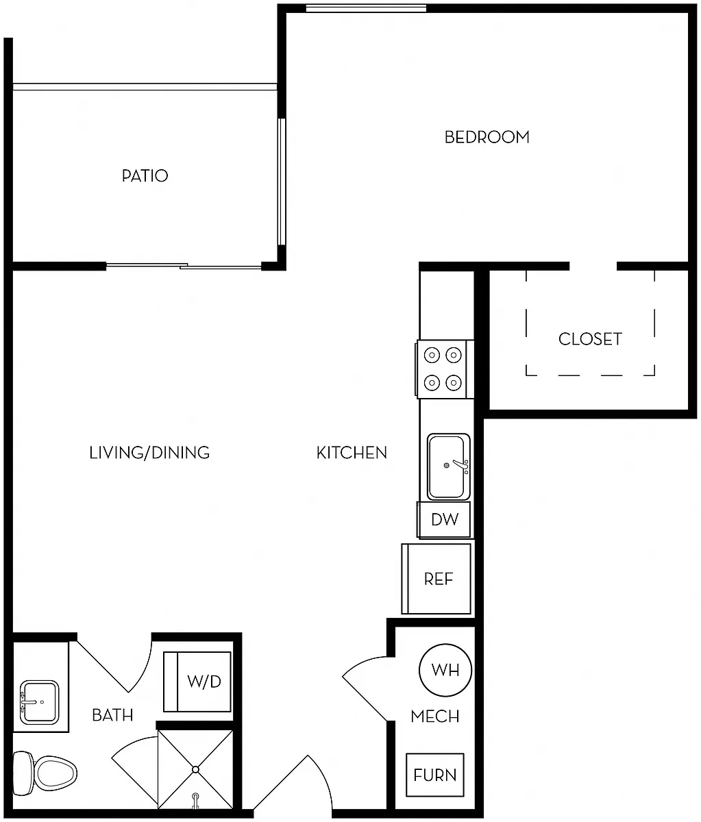 Floor plan Studio 378 Sqft
