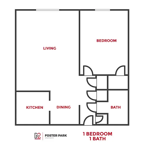 Floor plan 1 Bedroom 1 Bathroom