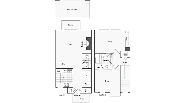 Floor plan 2 Bed 1.5 Bath Washer Dryer A