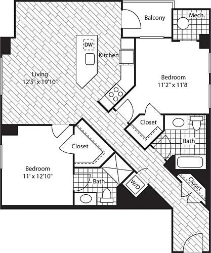 Floor plan 2 Bedroom- 1125