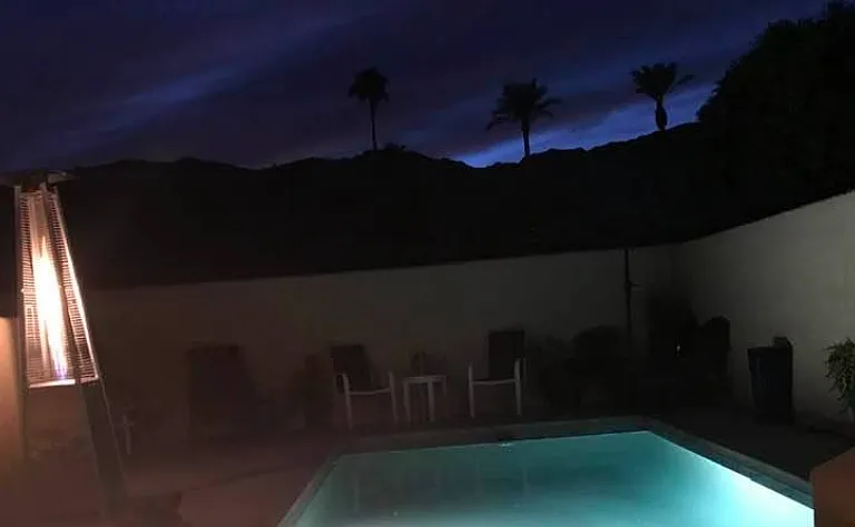Pool area at night