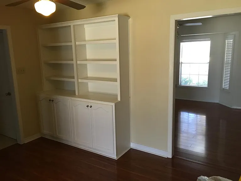 Builtin Bookcase and entry into Dining room