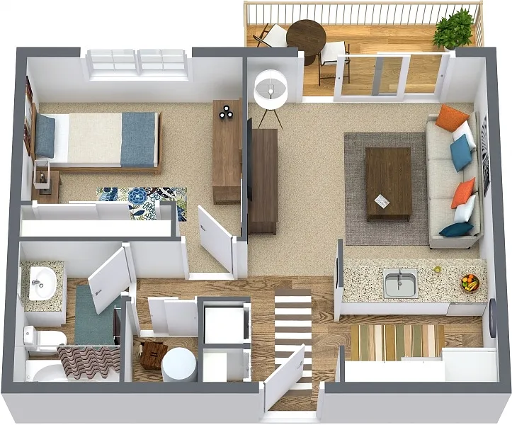 Floor plan 1 Bed 1 Bath A